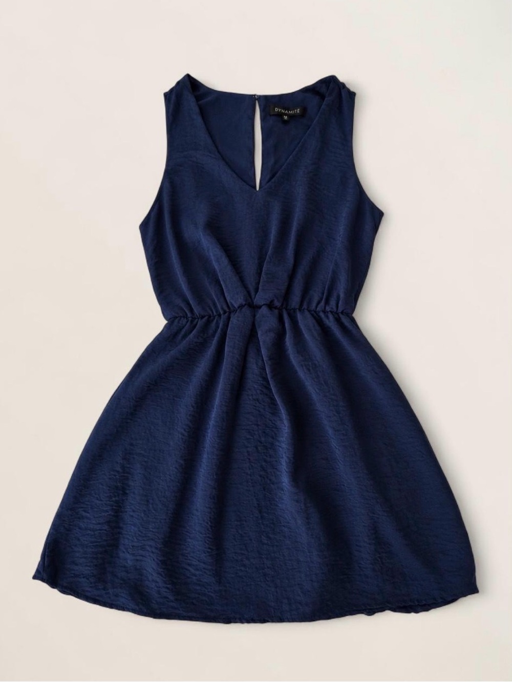 Dynamite Navy Textured V-Neck Sleeveless Mini Dress